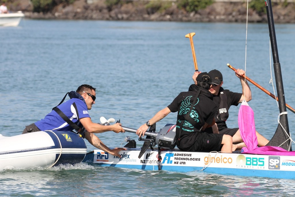 Outboard beam comes away - 2012 Marine Trades Challenge &copy; Richard Gladwell www.photosport.co.nz